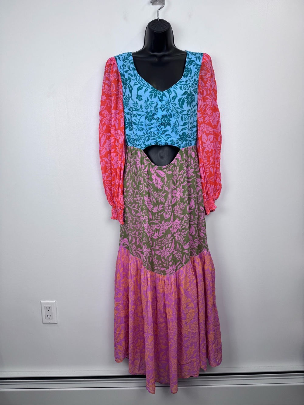 Farm Rio x Anthropologie Women Multicolor Cutout Maxi Dress Size XS